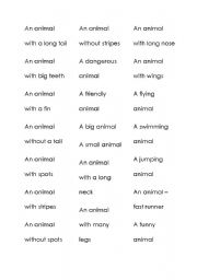 English Worksheet: animal riddles