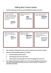 English Worksheet: Talking About Quotes