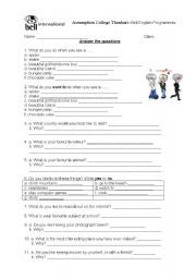 English worksheet: Personal qualities questionaire