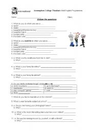 English Worksheet: Personal qualities questionaire