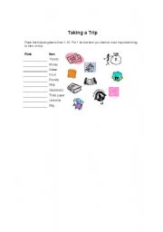 English Worksheet: Taking a Trip