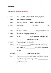 English worksheet: Modal Verbs (Part 5)