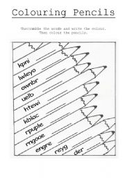 English Worksheet: Colouring Pencils