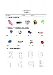 English Worksheet: listening on vowels