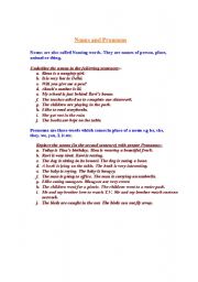 English Worksheet: Nouns and Pronouns