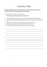 English Worksheet: Conditionals / Wishes