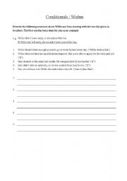 English worksheet: Conditionals / Wishes