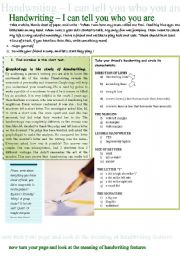 English Worksheet: Handwriting - peoples character features