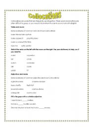 English worksheet: Collocations