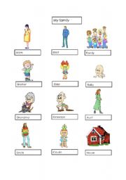 English worksheet: My Family Vocabulary