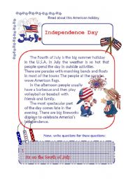 English Worksheet: Independence Day