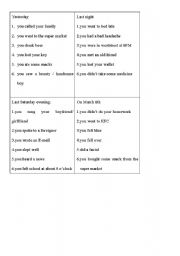 English Worksheet: past tense game