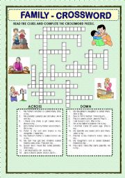 English Worksheet: FAMILY  - CROSSWORD