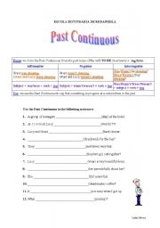 English worksheet: Past Continuous