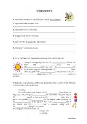 English worksheet: Present Simple, Present Continuous and Past Simple