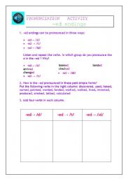 English Worksheet:  -ED ENDING pronunciation