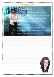 English Worksheet: Write about The Pop lengend Michael Jackson