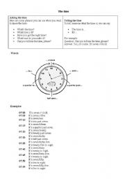 English worksheet: The time(1-2)