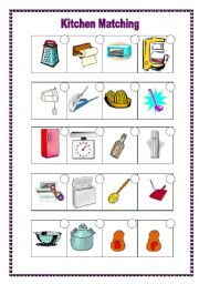 English Worksheet: Kitchen matching2  (10.07.09)