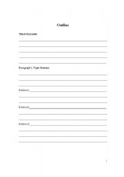 English worksheet: Essay Outline 