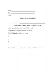 English worksheet: Country Definition Essay