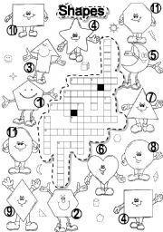 English Worksheet: SHAPES CRISS CROSS PUZZLE