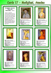 English Worksheet: Cards 17 - Modigliani, Amedeo