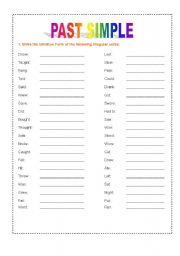 English Worksheet: Past Simple: Irregular Verbs