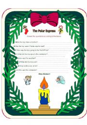English Worksheet: The Polar Express Activity - Christmas Time!