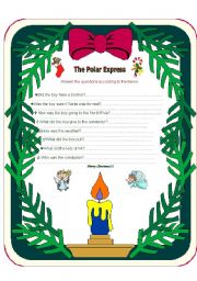 English worksheet: The Polar Express Activity - Christmas Time!