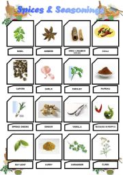 English Worksheet: Spices + Seasonings Pictionary