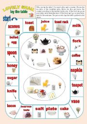English Worksheet: LOVELY SNAIL lay the table FOOD