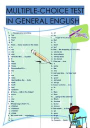 English Worksheet: a multiple-choice test in general English part one (BRAND NEW VERSION)