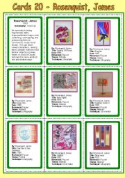 English Worksheet: Cards 20 - Rosenquist, James - (POP ART)