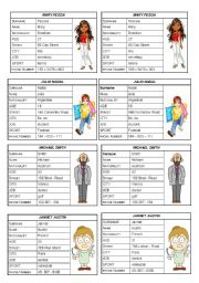 VERB TO BE: PERSONAL INFORMATION (SPEAKING CARDS) 1