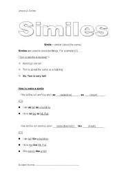 English Worksheet: Similes - A guide