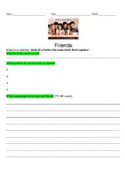 English Worksheet: Writing Prompt_Friends