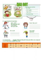 English Worksheet: HAS GOT