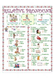 English Worksheet: RELATIVE PRONOUNS