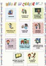 English Worksheet: WHOS IN CHARGE OF? (Job Chart) Mural