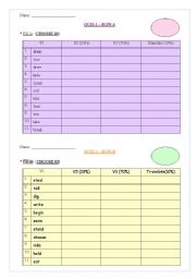 English worksheet: Verb Quiz1-Checking the 2nd/3rd form of verb+KEY