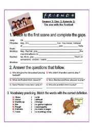 English Worksheet: Friends Season 3 - Disc 2 - Episode 2: The one with the football