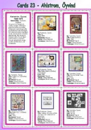 English Worksheet: Cards 23 - Fahlstrm, yvind  (POP ART)	