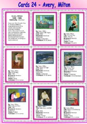 English Worksheet: Cards 24 - Avery, Milton (American Modernism)