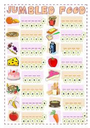 English Worksheet: JUMBLED FOOD