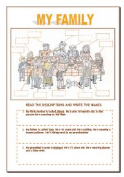 English Worksheet: My family