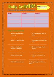 English worksheet: daily routines