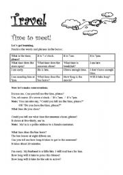 English Worksheet: Travel - Time to meet