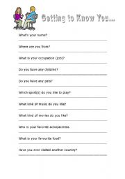 English worksheet: Pair Interviews