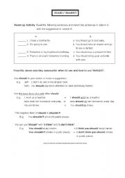 English Worksheet: Should